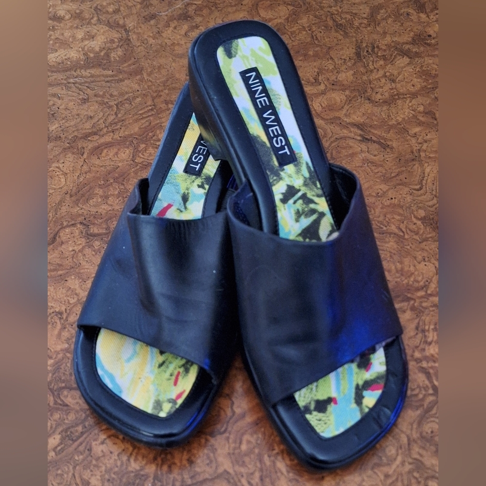 Nine West Black Slide Sandals